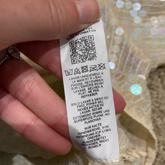 ASOS Women’s Sequin Blouse Cream Size 2 Button Closure Party Event Top - Picture 5 of 8